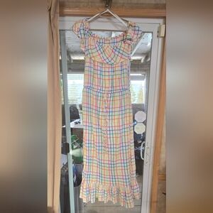 Style & Co. Multicolor Plaid Ruffle Maxi Dress Style & Co Size Large